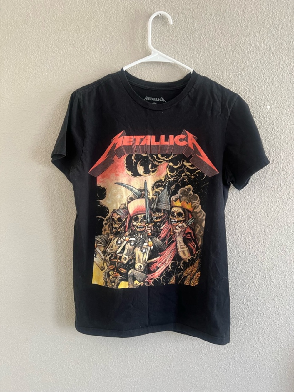 Metallica Men's Black Graphic Tee with Red & Yellow Artwork